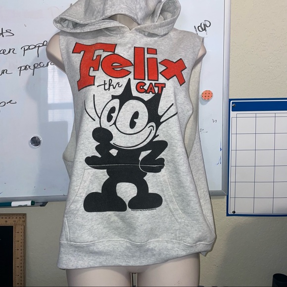 Felix the cat sleeveless grey hoodie size small - Picture 6 of 7